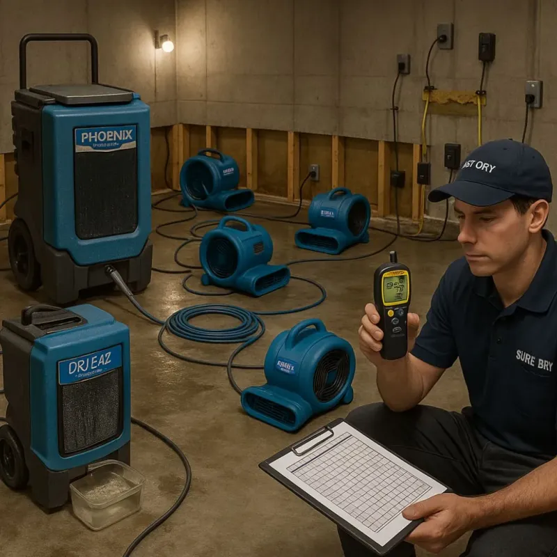 Structural Drying and Dehumidification process in Roman Forest, TX